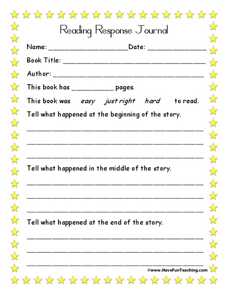 Reading Response Journal Organizer