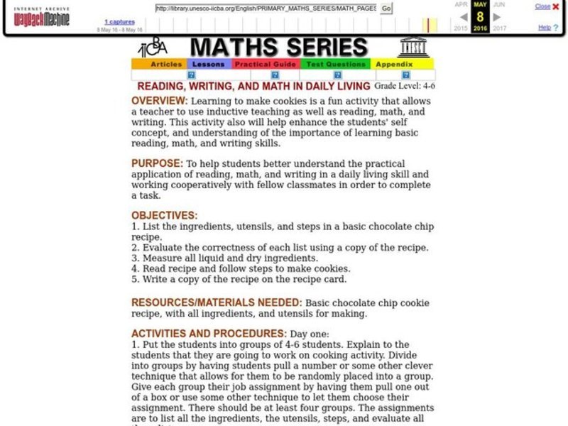 Reading, Writing, and Math in Daily Living Lesson Plan