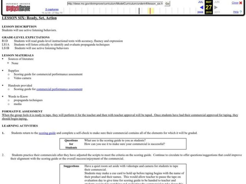 Ready, Set, Action Lesson Plan