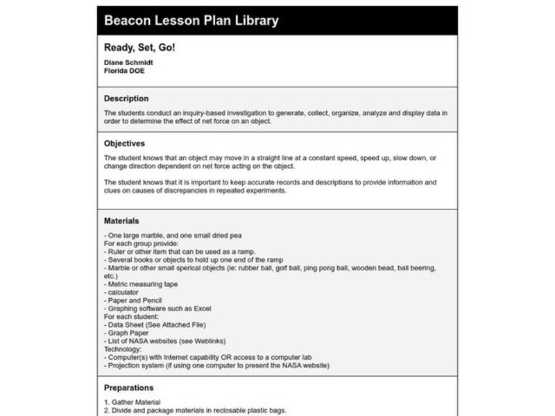 Ready, Set, Go! Lesson Plan