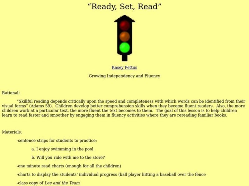 Ready, Set, Read Lesson Plan
