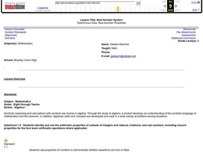 Real Number System Lesson Plan