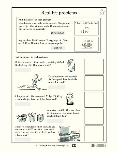 Real-Life Problems Worksheet