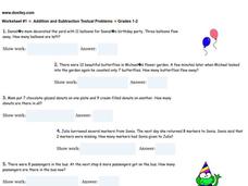 Addition and Subtraction Textual Problems Worksheet