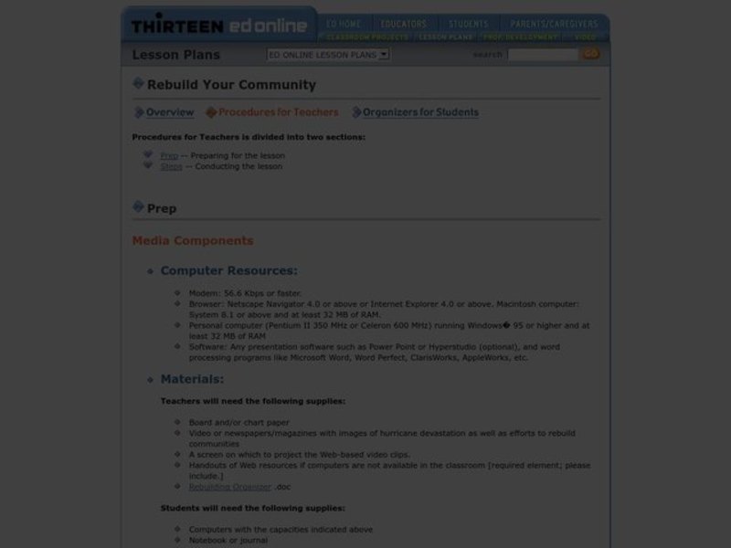 Rebuild Your Community Lesson Plan