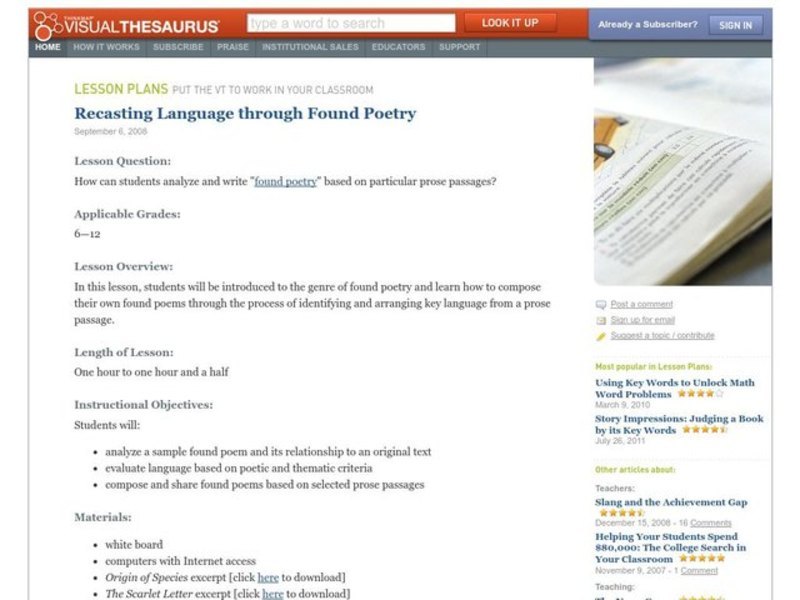 Recasting Language through Found Poetry Lesson Plan
