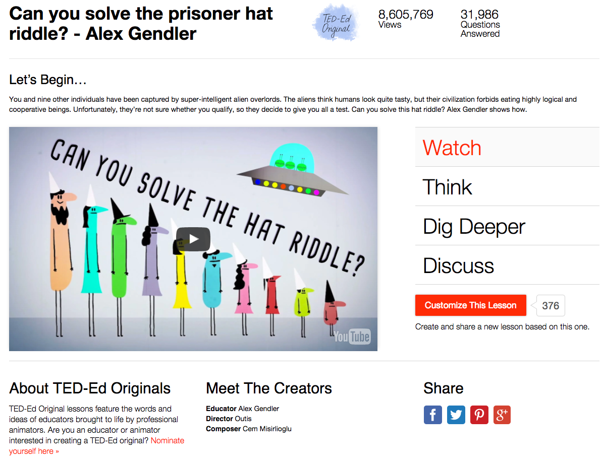 Can You Solve the Prisoner Hat Riddle? Instructional Video