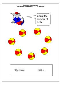 Reception: Counting balls Worksheet