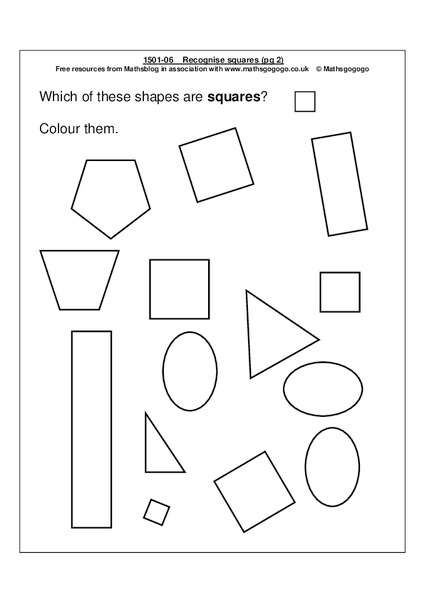 Recognize Squares Worksheet