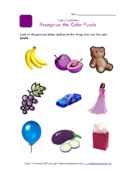 Recognize the Color Purple Worksheet