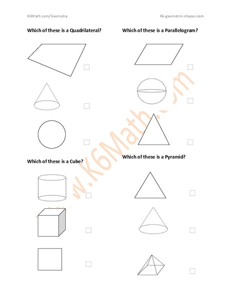 Recognizing Geometric Shapes Worksheet