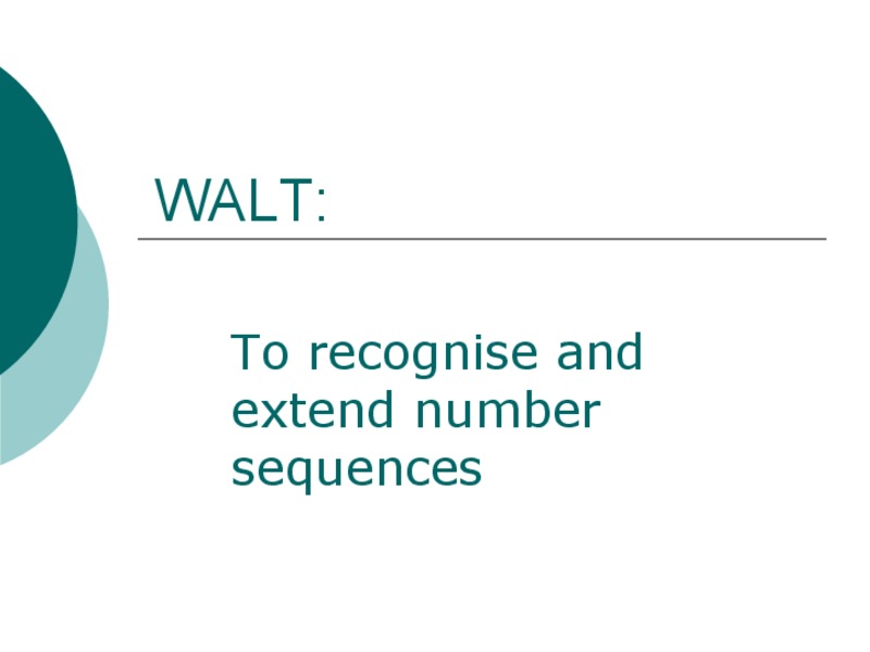 Recognizing and Extending Number Sequences PPT