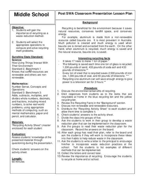 Recycling Lesson Plan