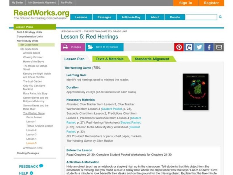 Red Herrings Lesson Plan