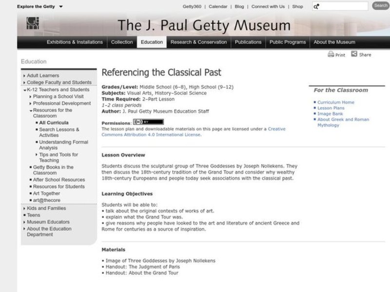 Referencing the Classical Past    Lesson Plan