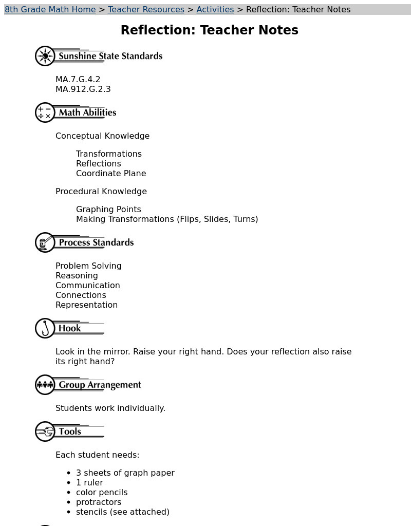 Reflection Lesson Plan