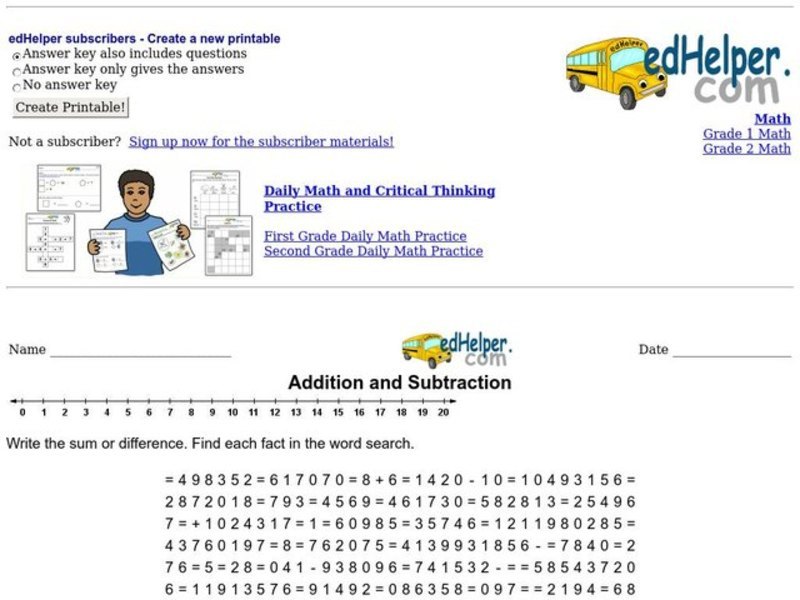 Addition and Subtraction Interactive