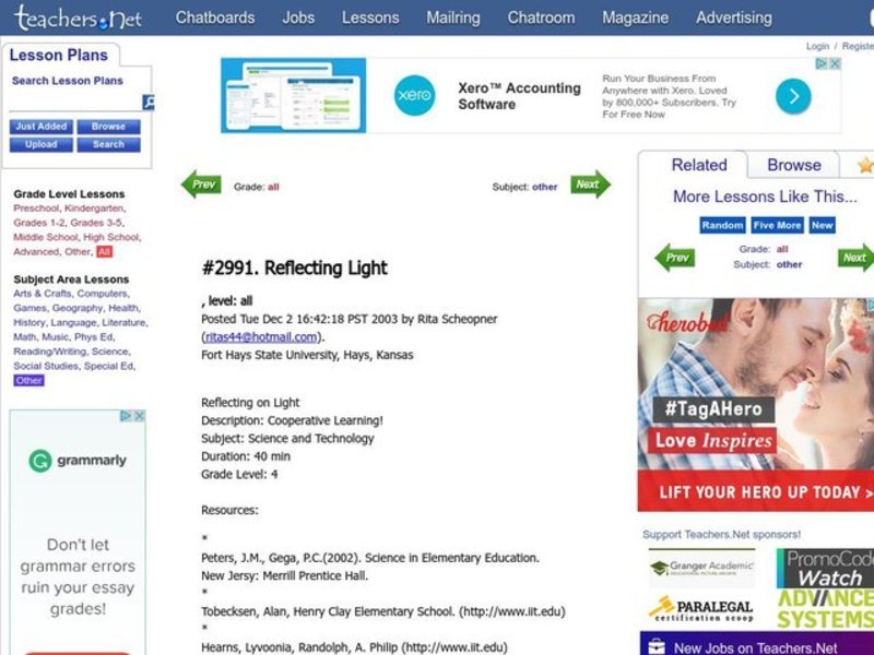 Reflecting Light Lesson Plan