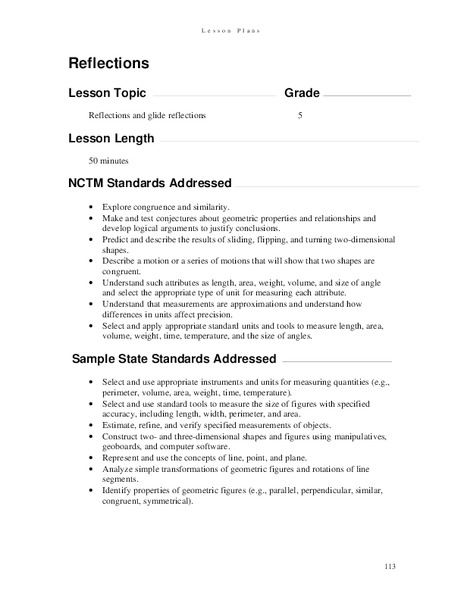Reflections Lesson Plan