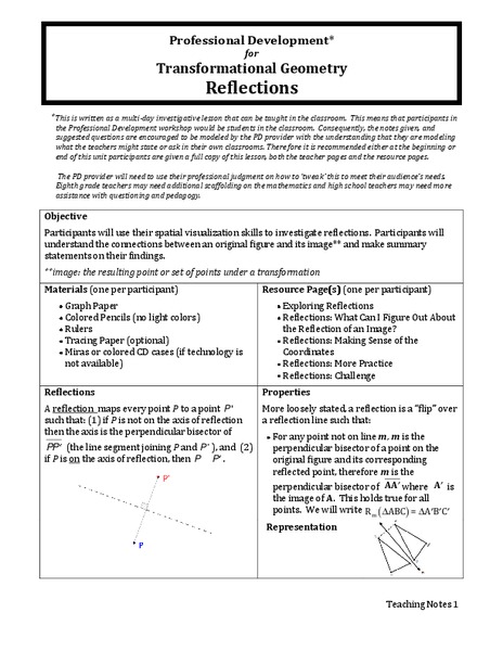 Reflections Lesson Plan