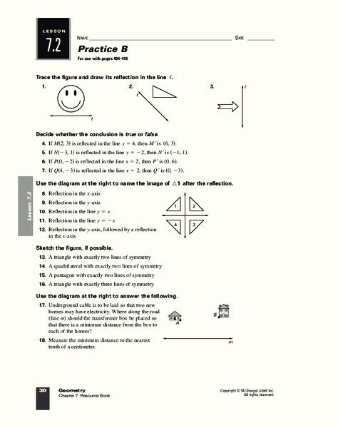 Reflections Worksheet