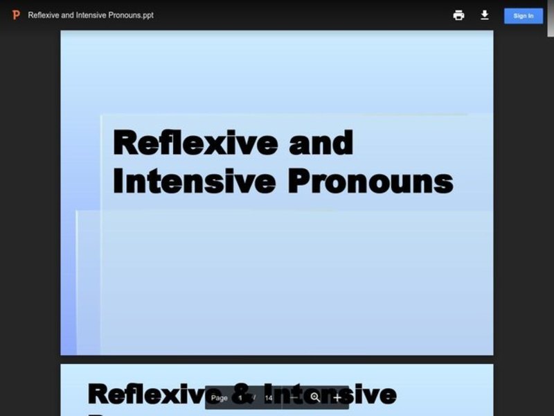 Reflexive and Intensive Pronouns PPT