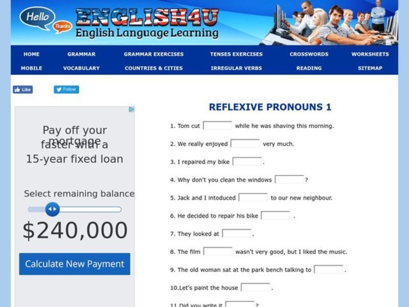 Reflexive Pronouns Interactive