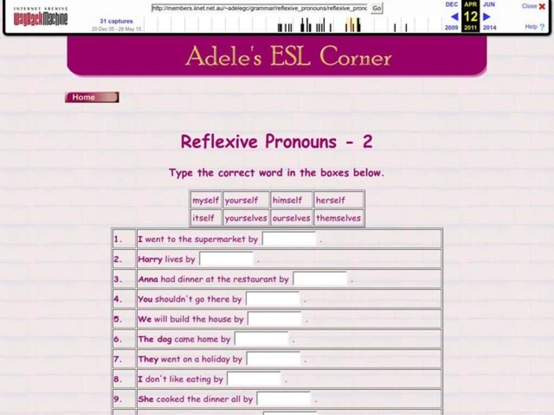Reflexive Pronouns Interactive