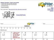 Addition - Single Digit Worksheet