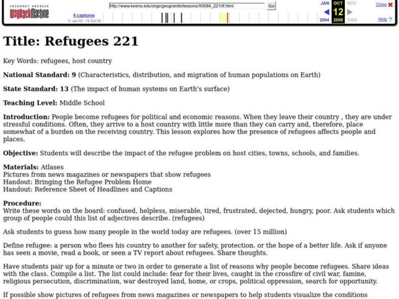 Refugees Lesson Plan