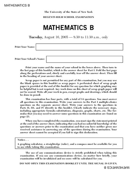 Regents Exam Worksheet