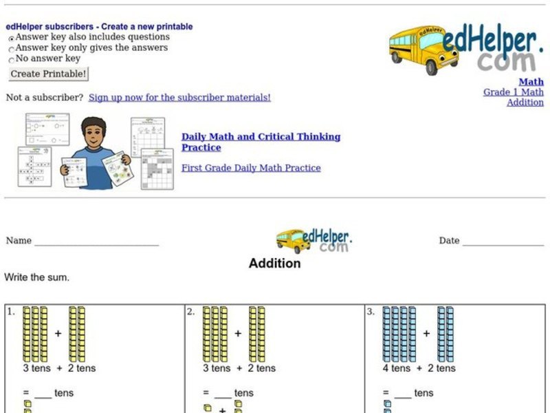 Addition Worksheet