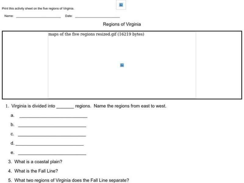 Regions of Virginia Lesson Plan