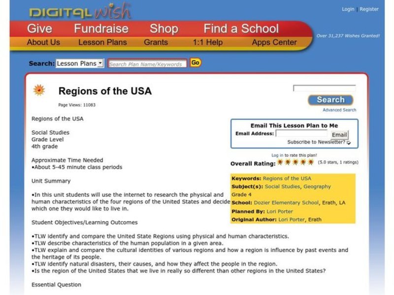Regions of the USA Lesson Plan