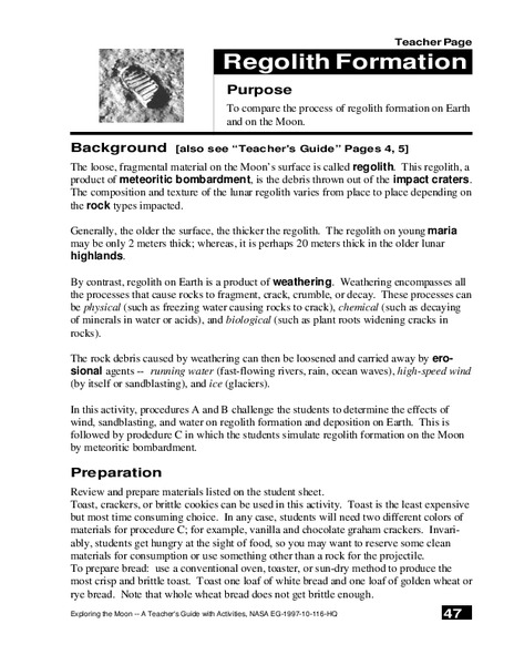 Regolith Formation Lesson Plan