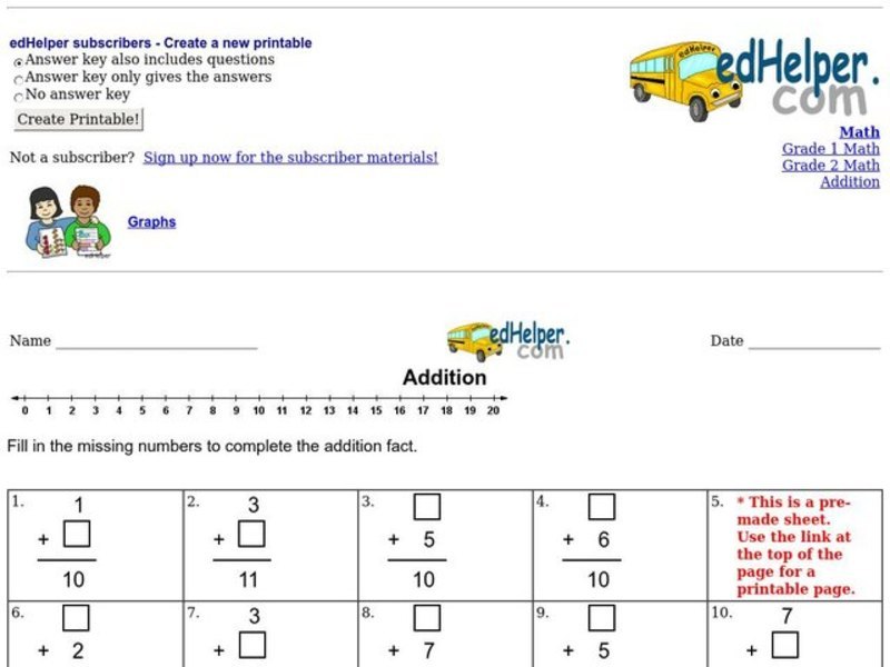 Addition Worksheet