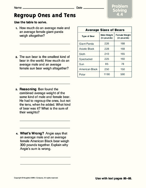 Regroup Ones and Tens Worksheet