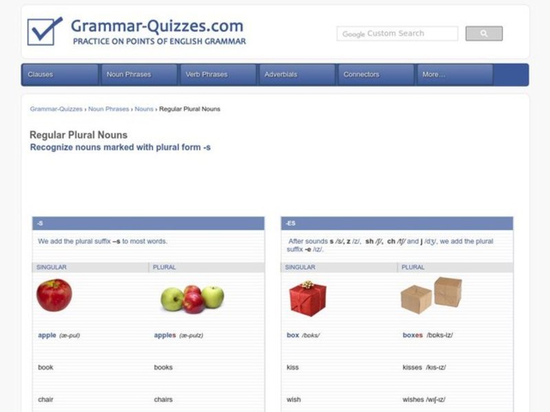Regular Plural Nouns Interactive