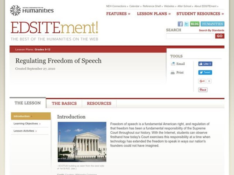 Regulating Freedom of Speech Lesson Plan