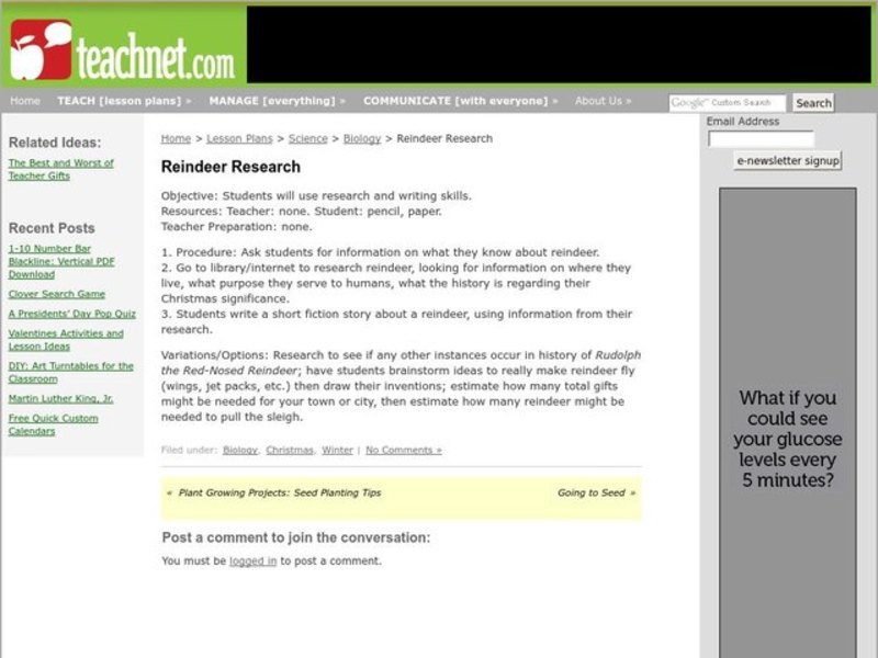 Reindeer Research Lesson Plan