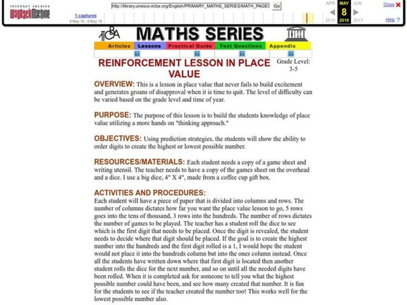 Reinforcement Lesson in Place Value Lesson Plan