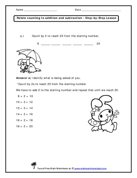 Relate Counting to Addition and Subtraction Worksheet