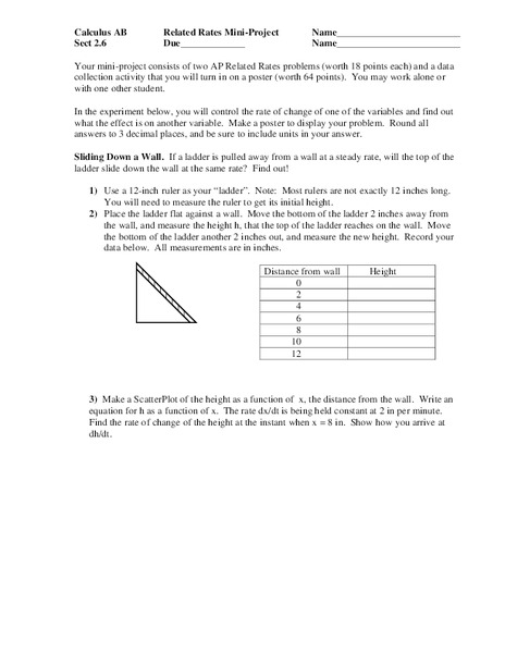 Related Rates Activity