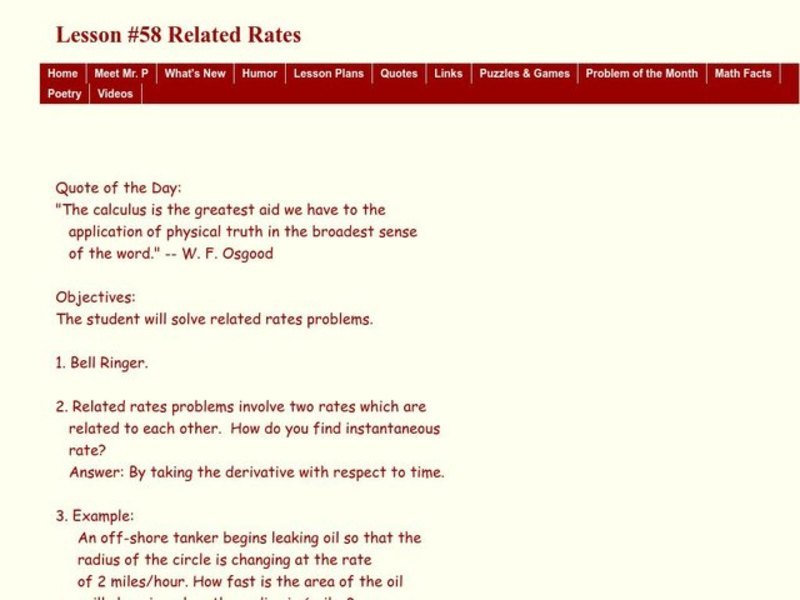 Related Rates Lesson Plan