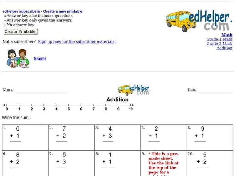 Addition Worksheet