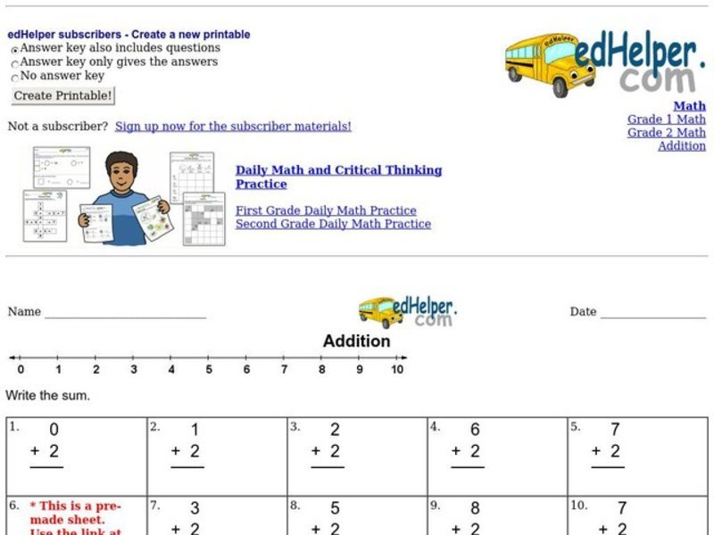 Addition Worksheet