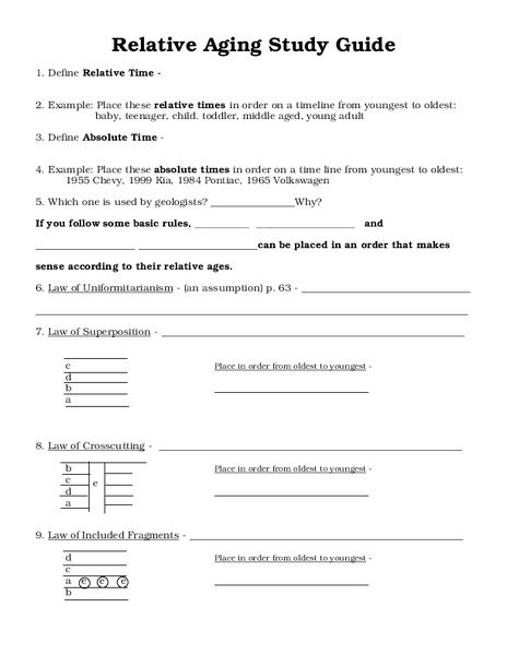 Relative Aging Study Guide Worksheet