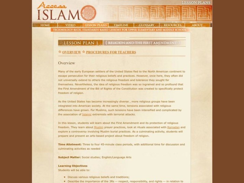 Religion and the First Amendment Lesson Plan