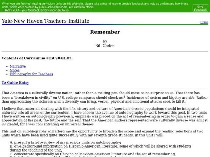 Remember Lesson Plan