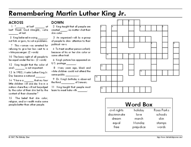 Remembering Martin Luther King, Jr. Worksheet